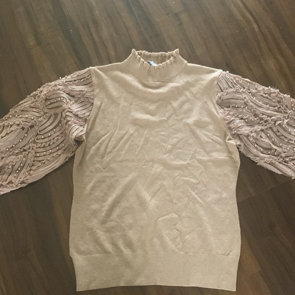 New Sioni Sequin Sleeve Sweater - Cream and Gold - Picture 3 of 8